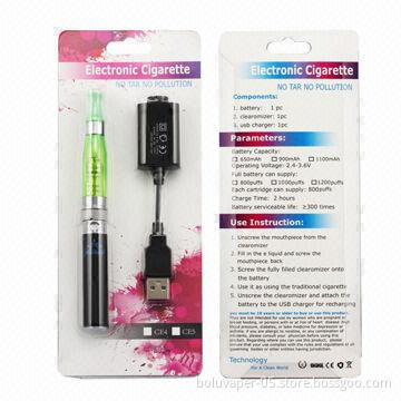 No Burning Taste E-cigarette Starter Kit in Blister Pack, 2.4 to 3.6V Operating Voltage